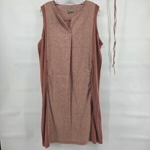 ROYAL ROBBINS Midi Dress Womens XL Hemp Linen Blend Orange Lagenlook